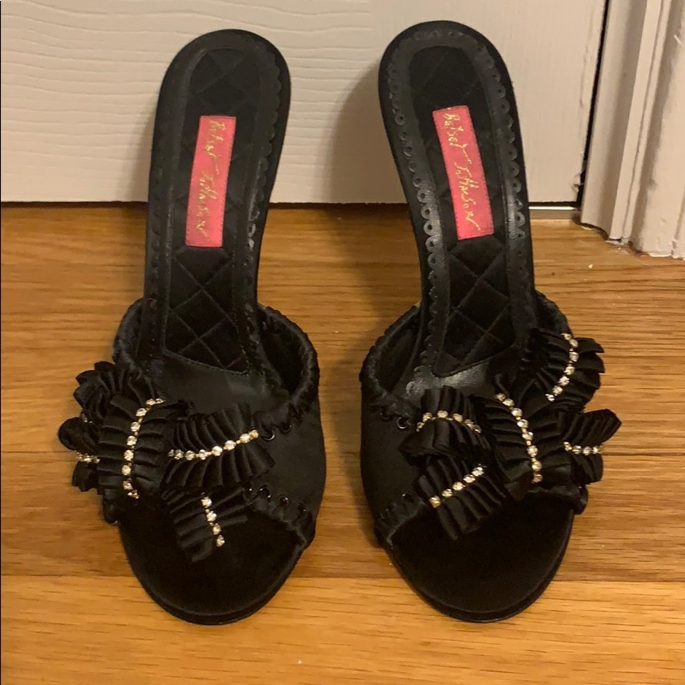 Gently Worn black satin Betsey Johnson heels